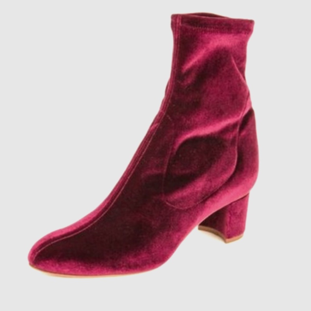 NEW Sarah Flint Alexandra Mid Velvet Sock Booties - Dark Pink